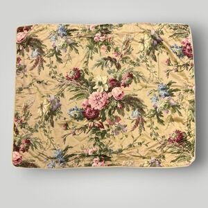 Ralph Lauren Adriana Floral Pillow Shams Set of 2 Tan Pink Braided Trim